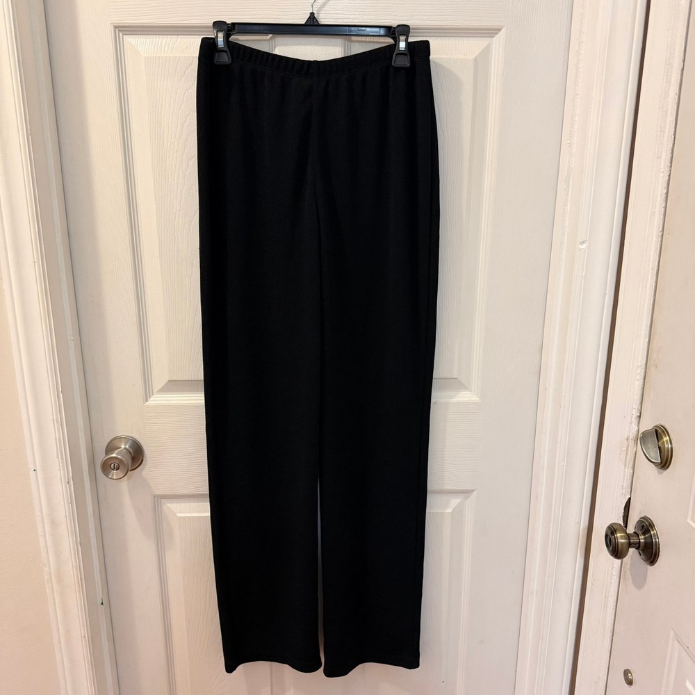 Easywear by Chico's Womens Size 2 / L Black Textured Straight Leg Pull On Pants
